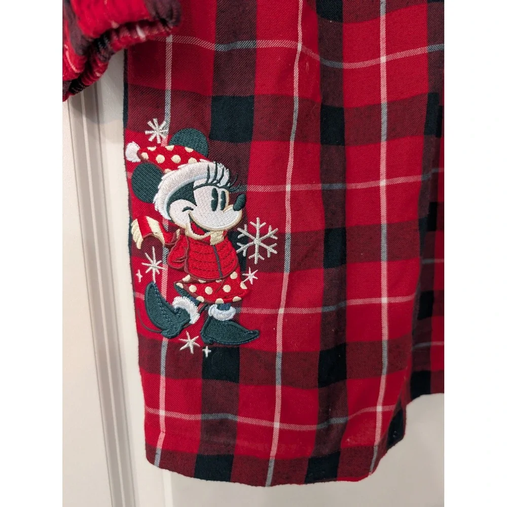 Disney Minnie Mouse Girls‎ Red Plaid Flannel Holiday Dress Christmas Size 9/10 - Picture 3 of 5